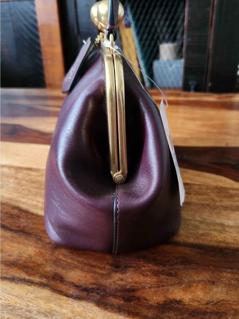 Coach small KissLock Top Handle Bag in Blackcurrant - Picture 2 of 8